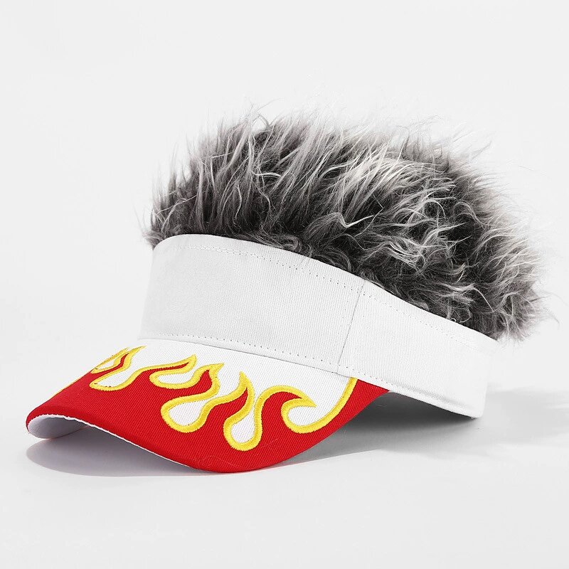 Golf Visor Sun Cap - Manufacturer - Custom Embroidery Novelty Hair Flames Wig Peaked Baseball