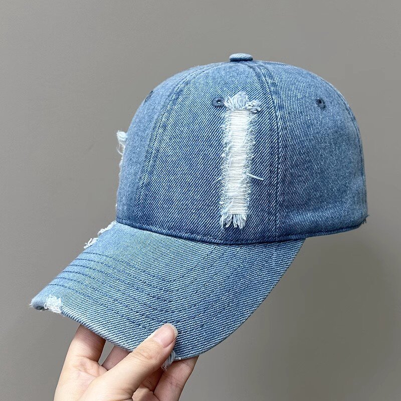 Denim Dad Hat - Manufacturer - Vintage Washed Distressed Unisex 6 Panel Unstructured Headwear