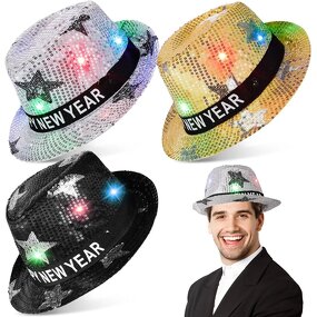 LED Cowboy Hat - Manufacturer - Halloween Christmas Sequin Flashing Light up Western Cosplay