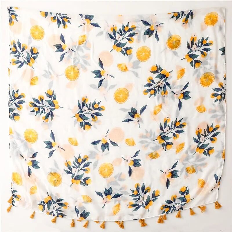 Orange Flower Scarf - Manufacturer - Hot Sell Stylish Printed Cotton Voile Muslim Hijabs