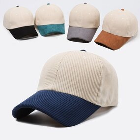 Corduroy Baseball Cap - Manufacturer - Custom Logo Two Tone 6 Panel Adjustable Curved Brim