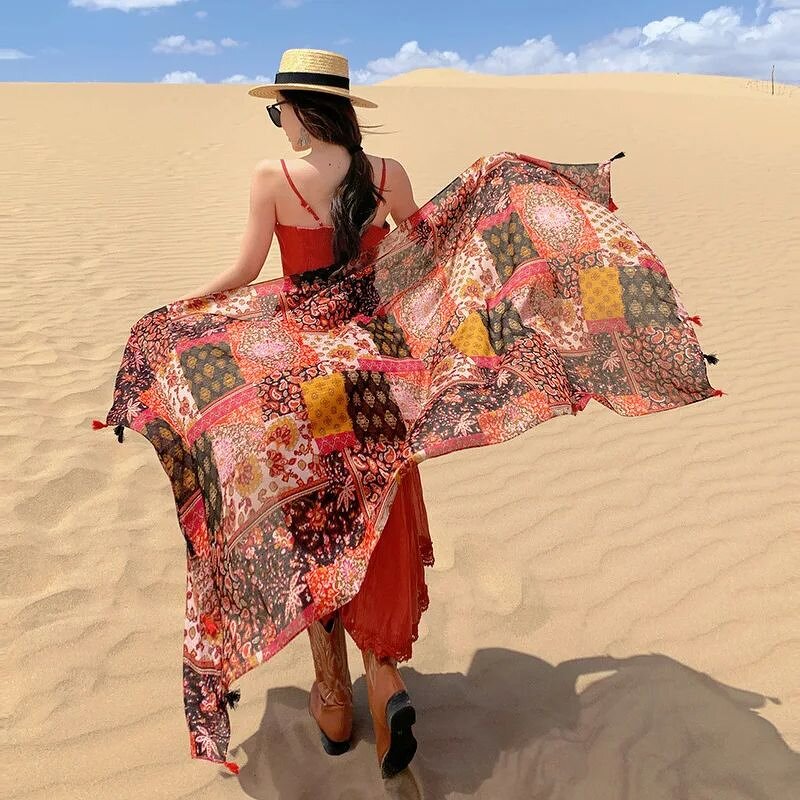 Hook Flower Scarf - Manufacturer - Newest 180*90cm Cotton Tassels Silver Shiny Voile Hijabs