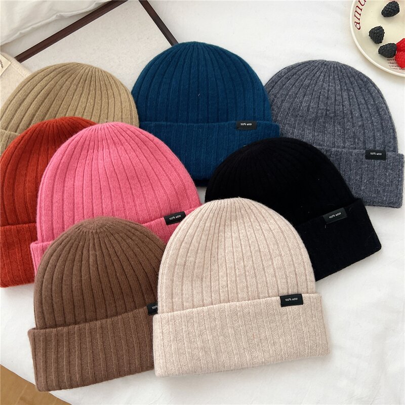 Wool Cuff Beanie - Manufacturer - Custom Label Double Layer Soft Cashmere Knitted Unisex