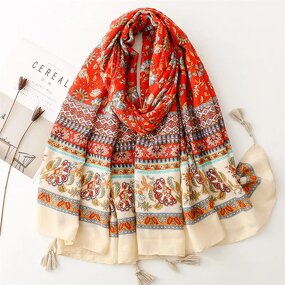 Ethnic Floral Scarf - Manufacturer - High Quality Fancy Printed Cotton Shawl Muslim Hijabs