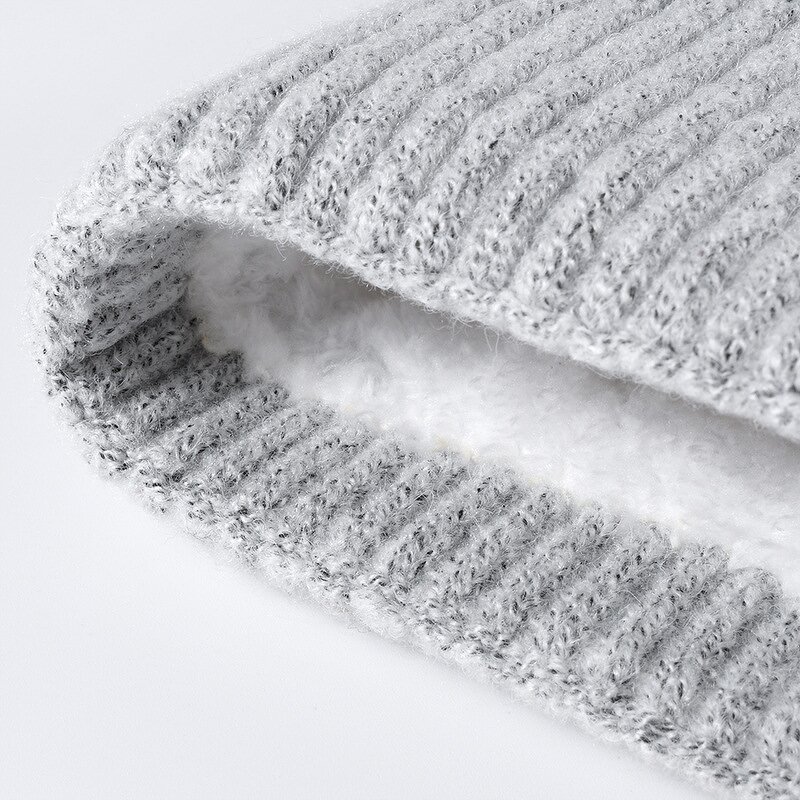 Fleece Lined Beanie - Manufacturer - Custom PVC Logo Plain Winter Warm Knitted Cuffless Skull