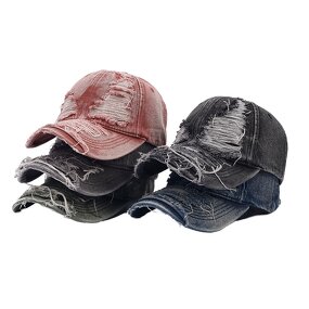 Denim Baseball Cap - Manufacturer - Custom Vintage Washed Distressed Embroidered Curved Brim
