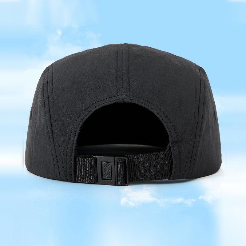 5 Panel Camp Cap - Manufacturer - Rubber Logo Quick Dry Waterproof Nylon Flat Bill Unstructured