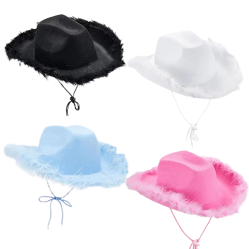 Pink Cowboy Felt Hat - Manufacturer - Raw Brim Western Cowgirl Cosplay Halloween Christmas