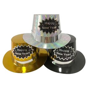 New Year Party Hat - Manufacturer - 2023 Gold Symphony Pattern Adult Ball Top Magic Hat