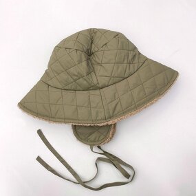 Quilted Down Bucket Hat - Manufacturer - Custom Logo Diamond Wool Lining Earflaps Winter Warm