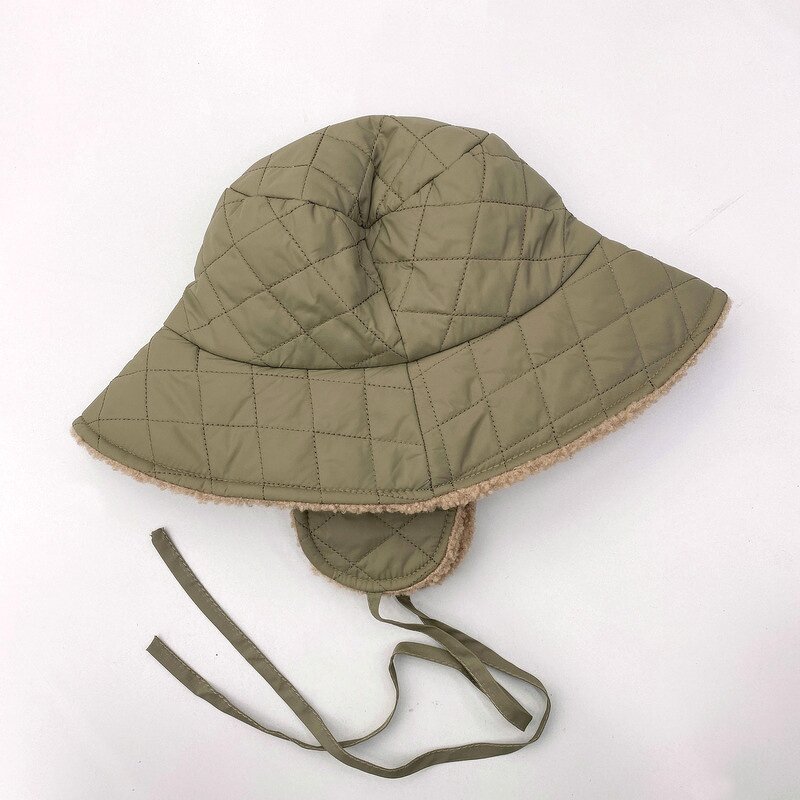 Quilted Down Bucket Hat - Manufacturer - Custom Logo Diamond Wool Lining Earflaps Winter Warm