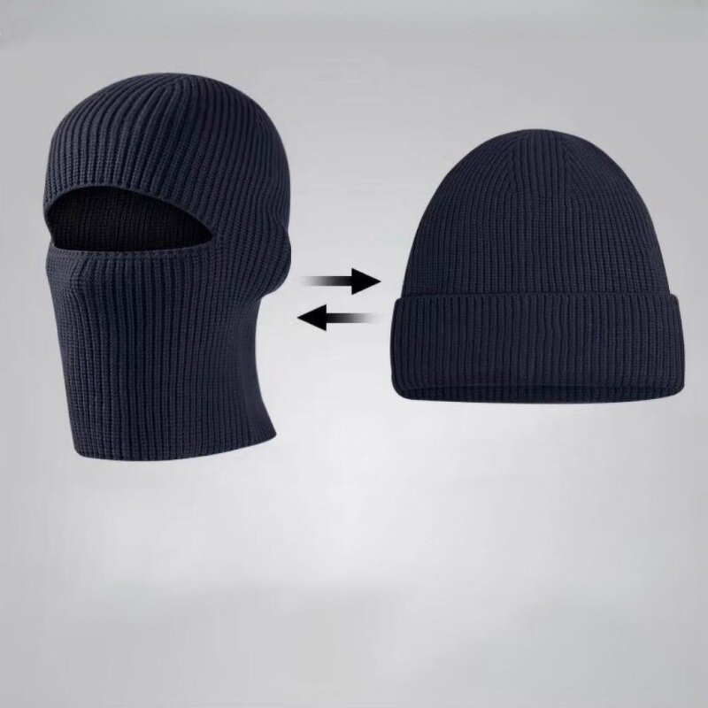 2 in 1 Beanie Balaclava - Manufacturer - Custom Logo Blank Knitted Winter Hat Ski Face Cover
