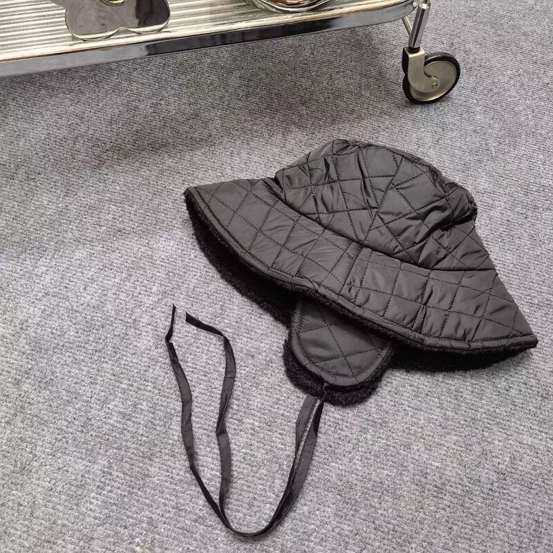 Quilted Down Bucket Hat - Manufacturer - Custom Logo Diamond Wool Lining Earflaps Winter Warm