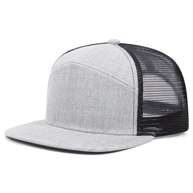 7 Panel Snapback Hat - Manufacturer - Custom Logo Blank Mesh Back Two Tone Flat Brim Trucker