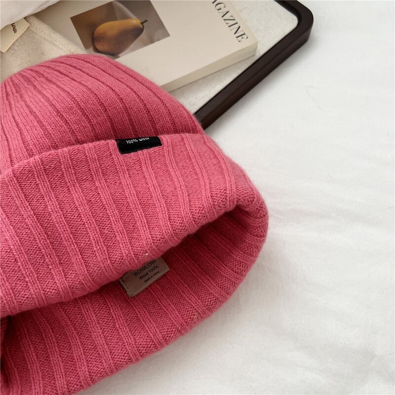 Wool Cuff Beanie - Manufacturer - Custom Label Double Layer Soft Cashmere Knitted Unisex