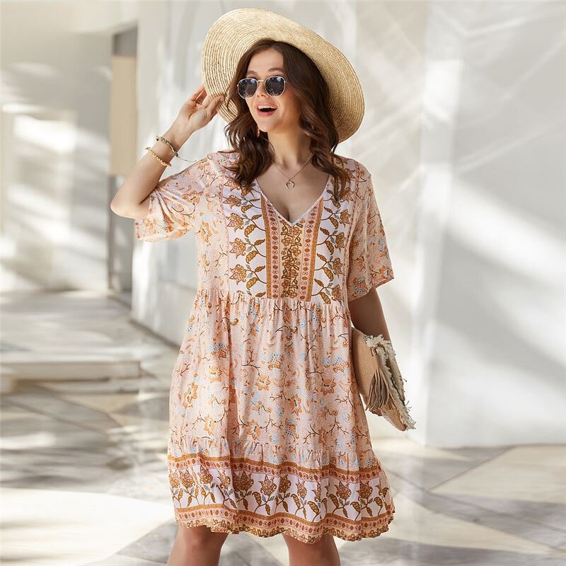 Dress Manufacturer - Loose Print Boho Casual Summer Beachwear