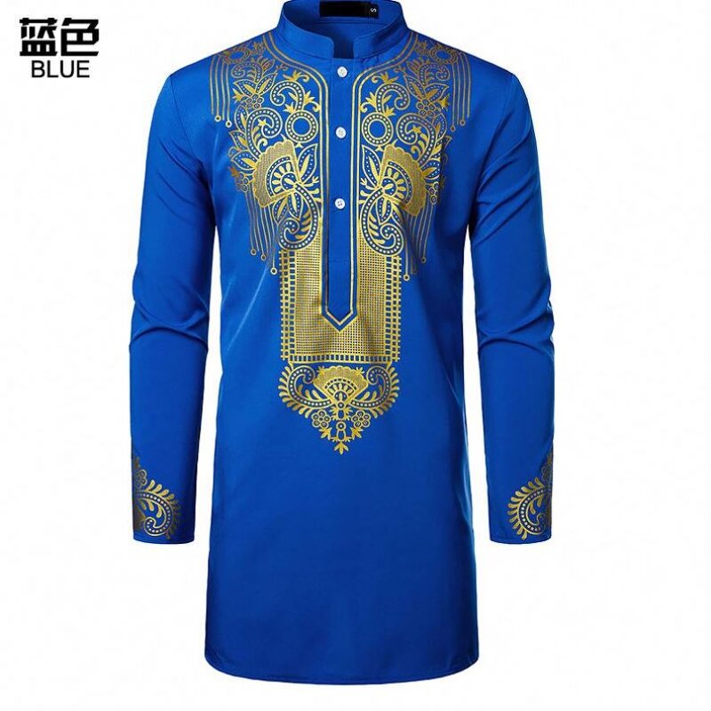 Shirt Suits Manufacturer - African Middle East Printed Long Sleeve Stand Collar