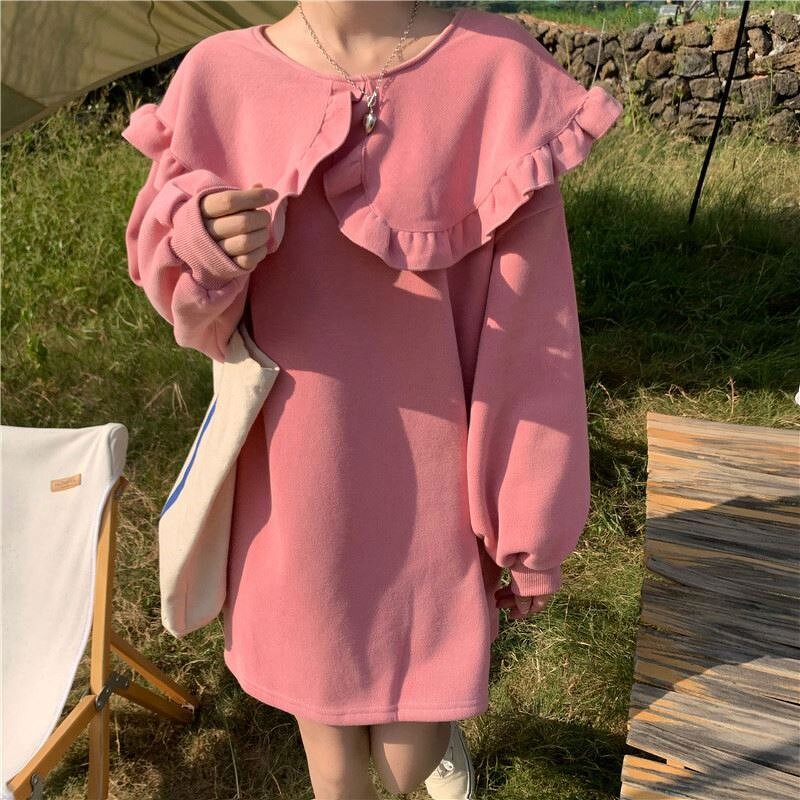 Dress Manufacturer - Big Doll Collar Fleece Sweater Long Sleeve