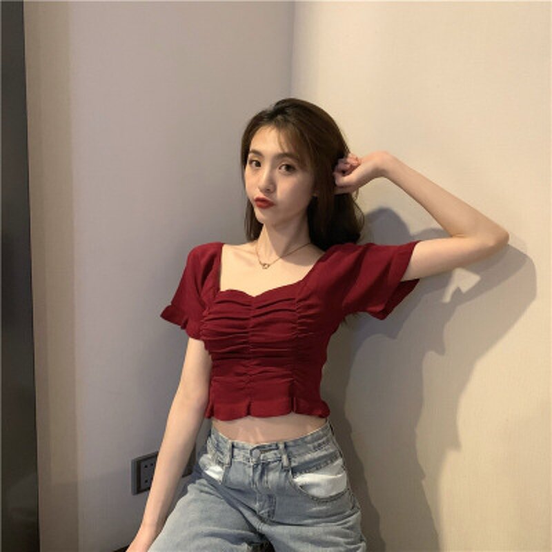 Blouse Manufacturer - V-Neck Drawstring Belting Short Sleeved
