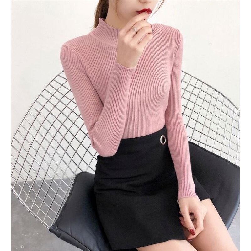 Knitwear Top Manufacturer - Long Sleeve Stand High Collar Slim