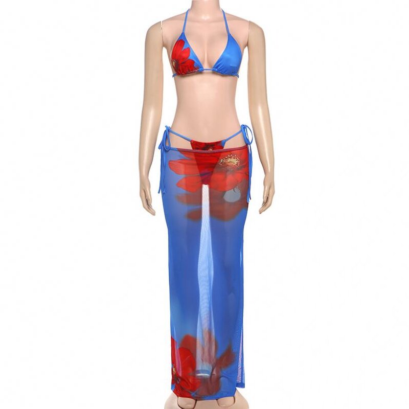 Swimsuit Set Manufacturer - Three Piece Mesh Skirt Set