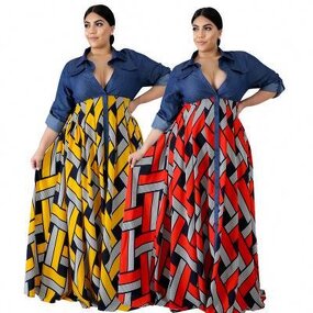 Maxi Dress Manufacturer - Geometric Patchwork African Print Plus Size