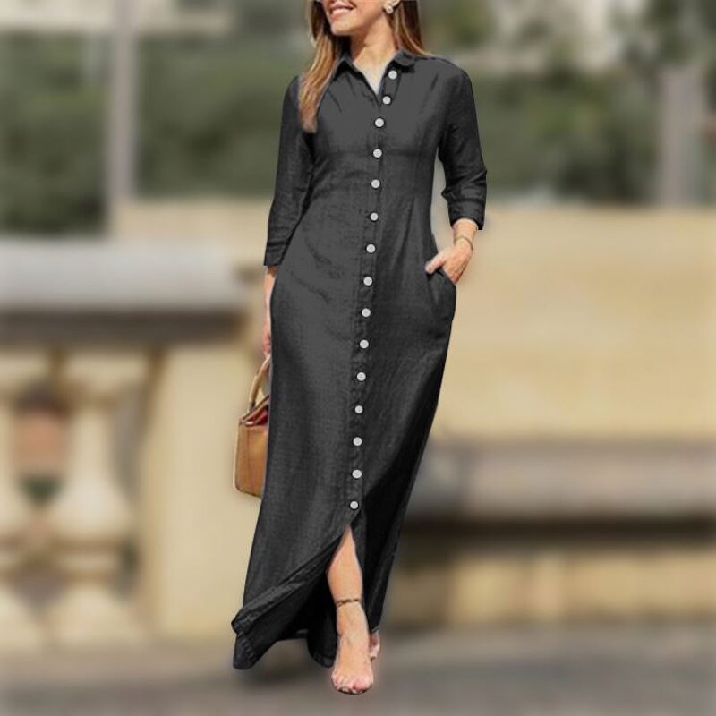 Dress Manufacturer - Long Sleeved Polo Cardigan Cotton Linen