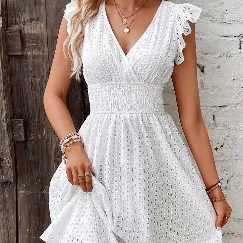 Dress Manufacturer - Multi-Color Lotus Leaf Sleeves Chiffon Casual