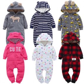 Rompers Manufacturer - Warm Baby Hoodies Coral Fleece Overall