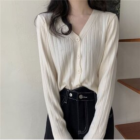 Cardigan Manufacturer - Button Long Sleeve Solid Color Knit