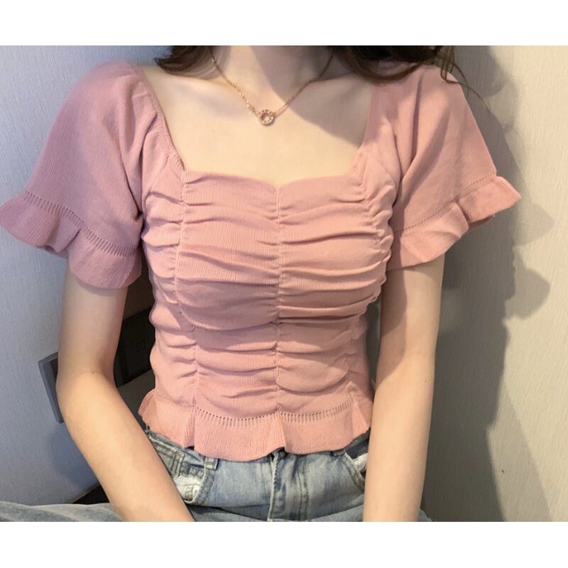 Blouse Manufacturer - V-Neck Drawstring Belting Short Sleeved