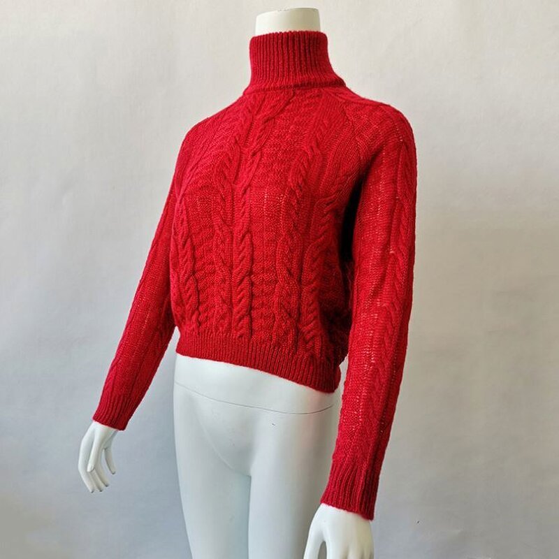 Crop Top Manufacturer - High Collar Slim Long Sleeve Thick Knitwear