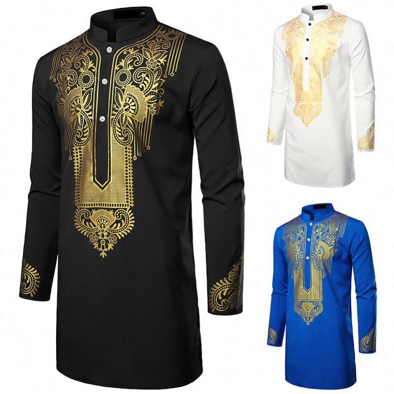 Shirt Suits Manufacturer - African Middle East Printed Long Sleeve Stand Collar
