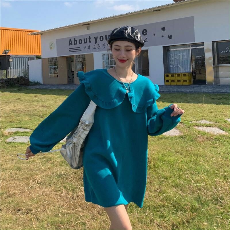 Dress Manufacturer - Big Doll Collar Fleece Sweater Long Sleeve