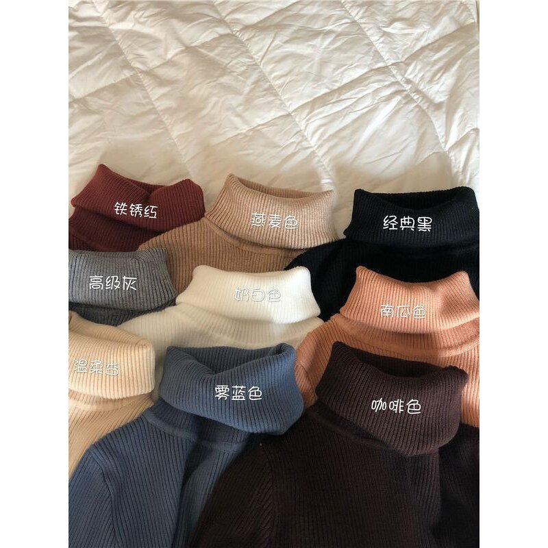 Sweater Manufacturer - High Collar Solid Color Slim Knitted