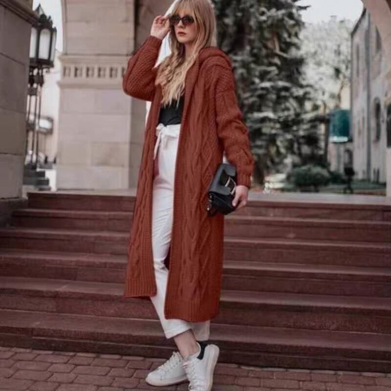 Cardigan Manufacturer - Plus Size Long Hoodies Vintage Loose Knit