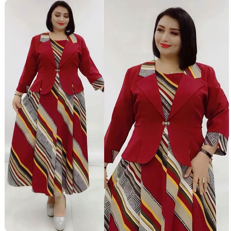 Two Piece Set Manufacturer - African Printed Coat & Dress Plus Size