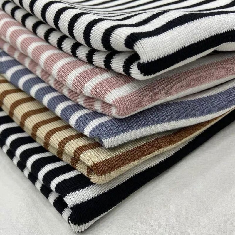 T-shirt Manufacturer - Short Sleeve Striped Knit Round Neck