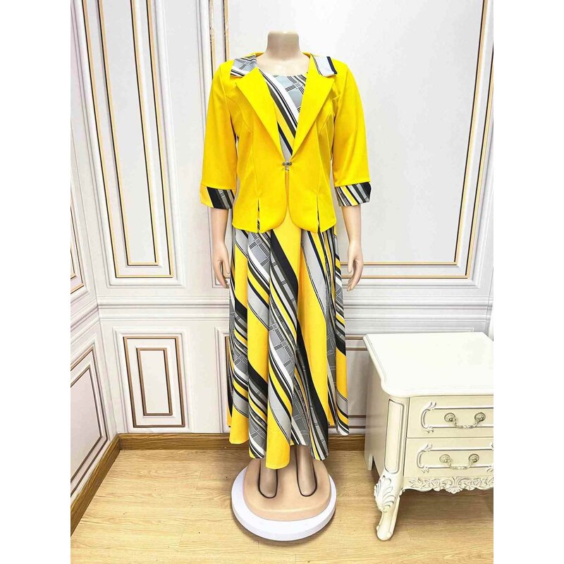 Two Piece Set Manufacturer - African Printed Coat & Dress Plus Size