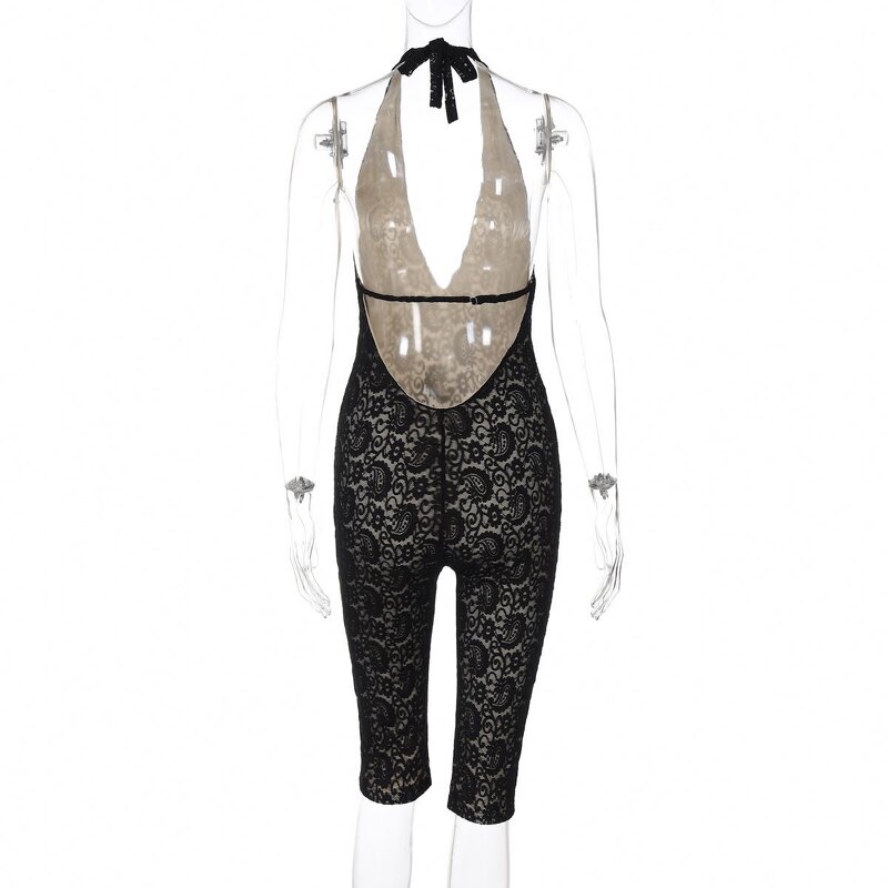 Jumpsuit Manufacturer - One Piece Deep V Neck Backless Lace