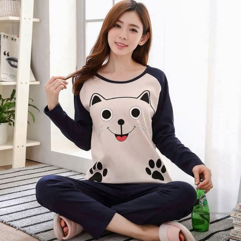 Pajamas Set Manufacturer - Cartoon Printed 2 Piece Long Sleeve
