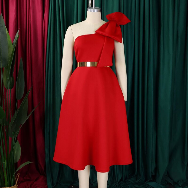 Evening Dress Manufacturer - One Shoulder Bow A-line African Belt