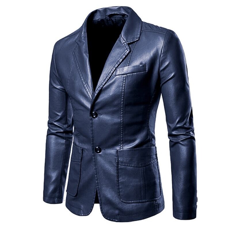 Leather Jacket Manufacturer - Men's PU Suit Collar Slim Casual