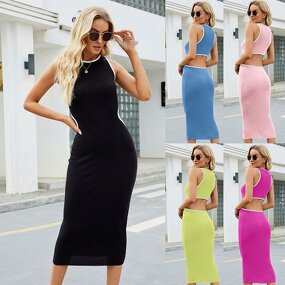 Dress Manufacturer - Sleeveless Back Hollow Out Bodycon Tight Pencil