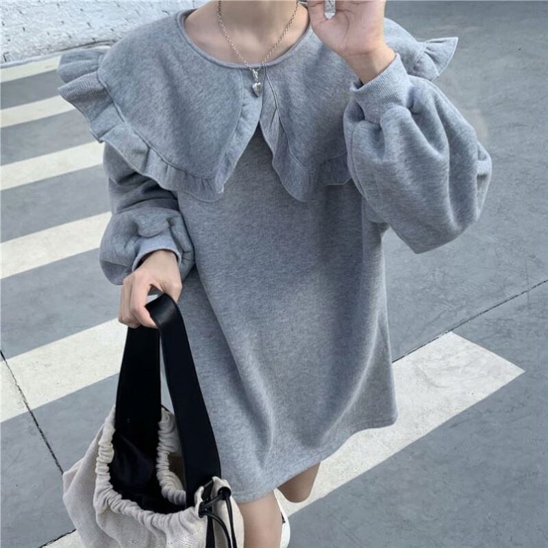 Dress Manufacturer - Big Doll Collar Fleece Sweater Long Sleeve