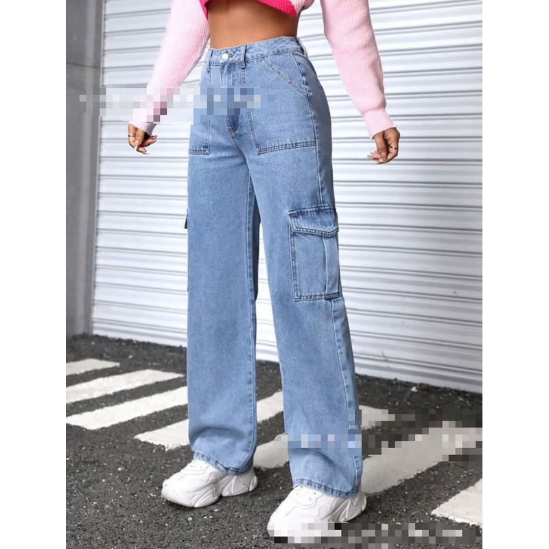 Cargo Jeans Manufacturer - High-Waist Loose Fit Multi-Pocket Wide-Leg