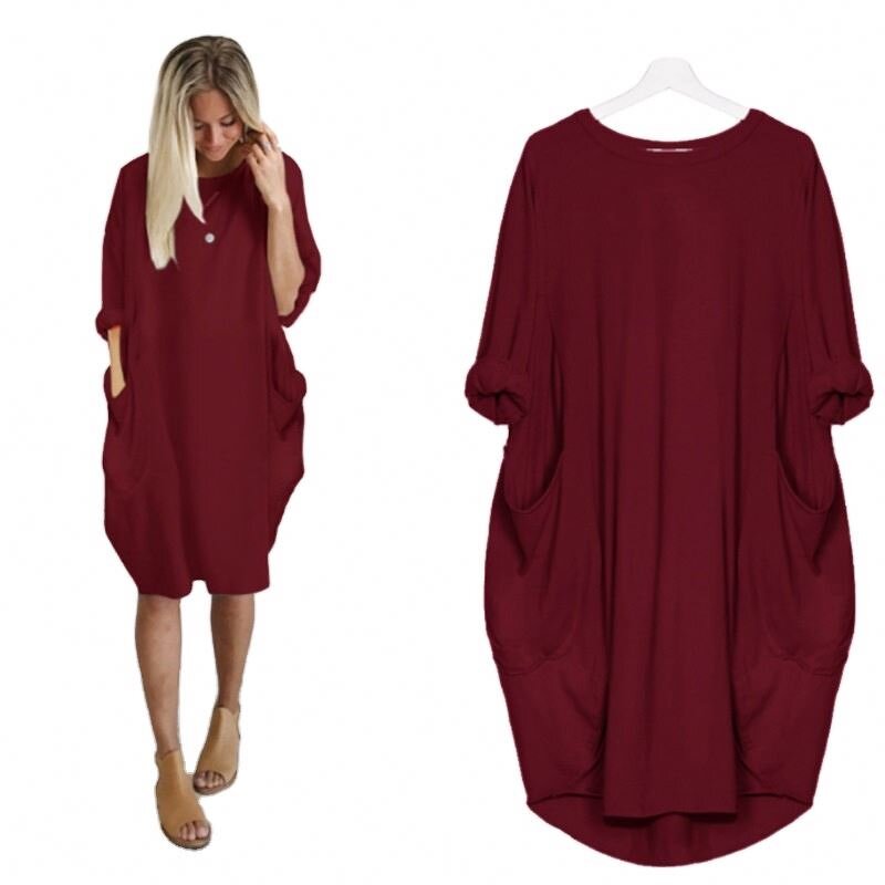 Dress Manufacturer - Casual Loose Long Sleeve Oversized T-shirt