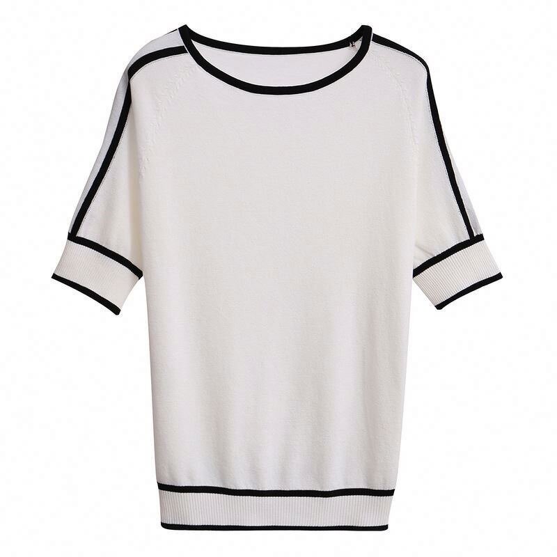 Knit Top Manufacturer - Half Short Sleeve Loose Elegant Casual