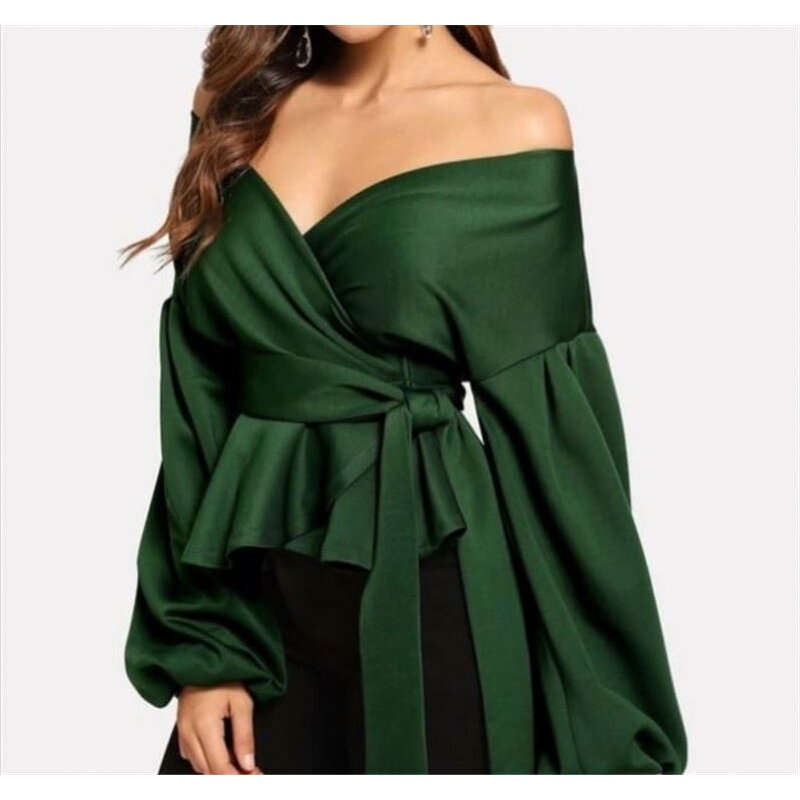 Blouse Manufacturer - Slash Neck Lantern Long Sleeve Casual Tops