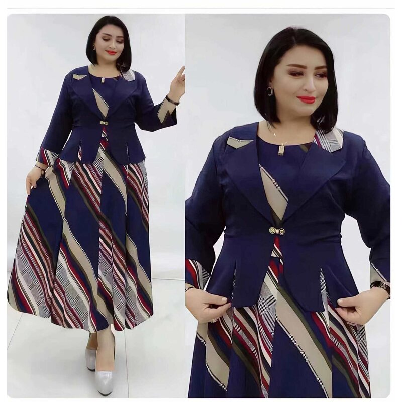 Two Piece Set Manufacturer - African Printed Coat & Dress Plus Size